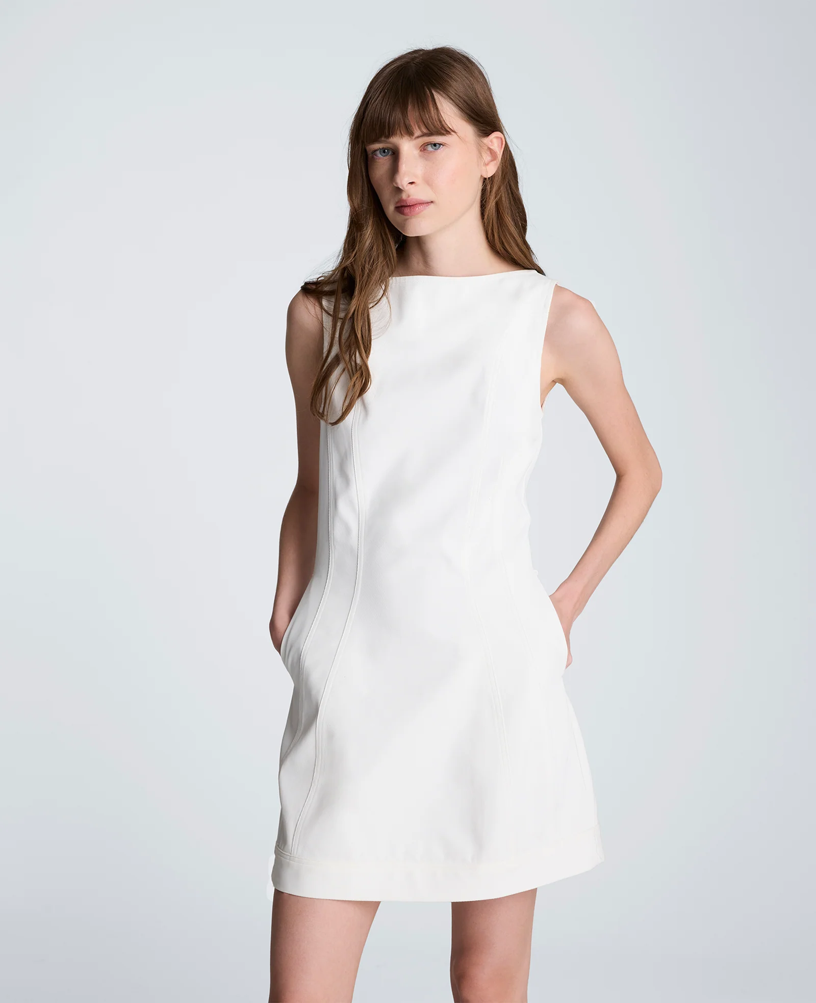Boat Neck Sculpt Mini Dress
