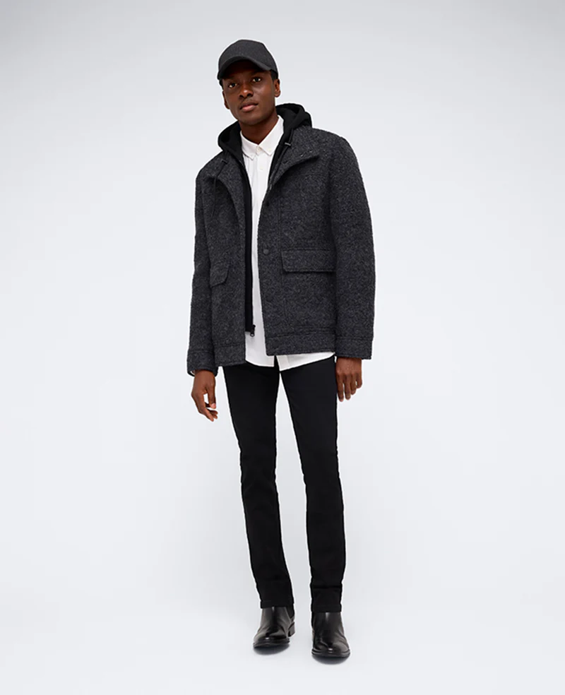Boucle Wool Jacket with Attached Jersey Hood - Image 4