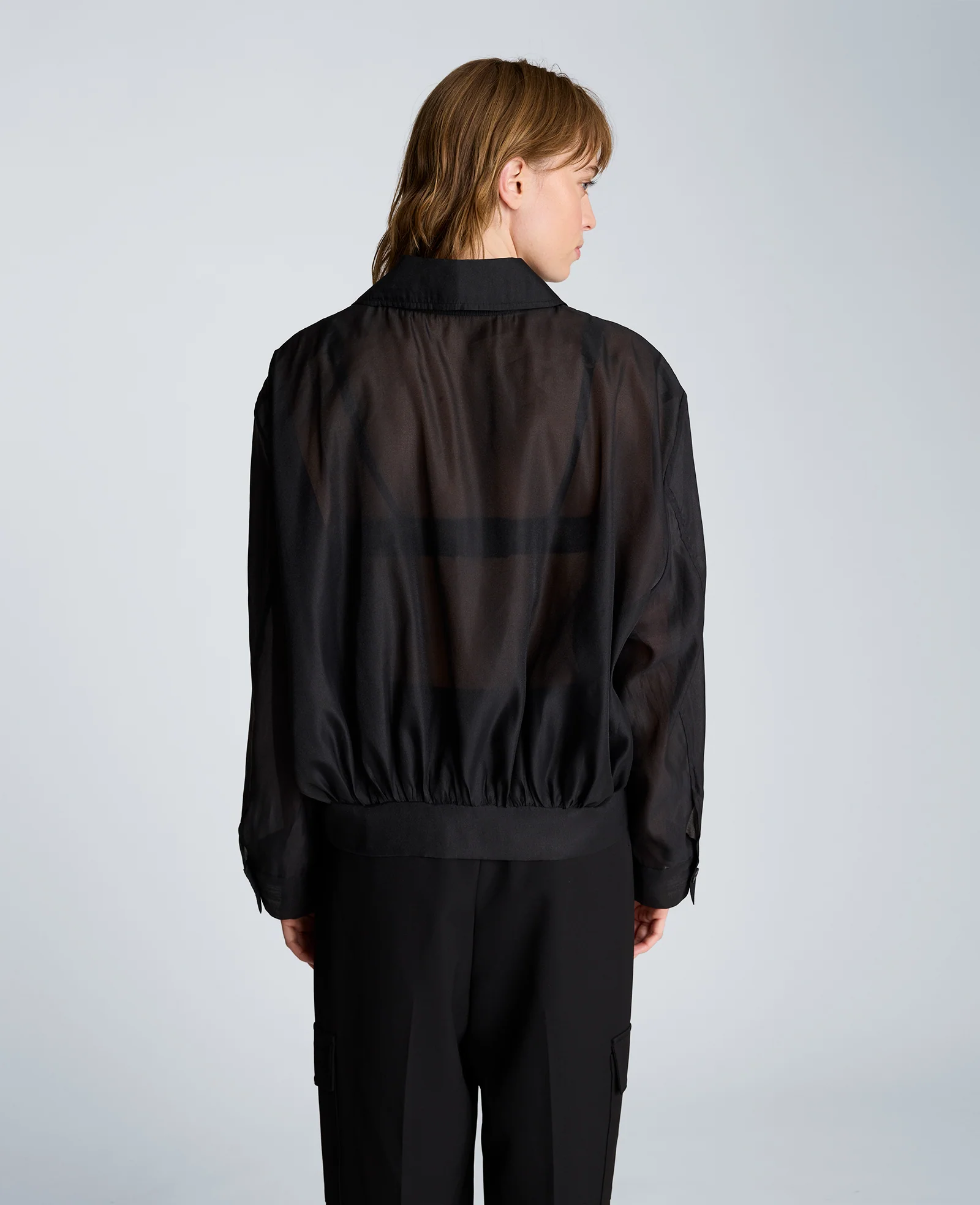 Collared Sheer Bomber Jacket - Image 2
