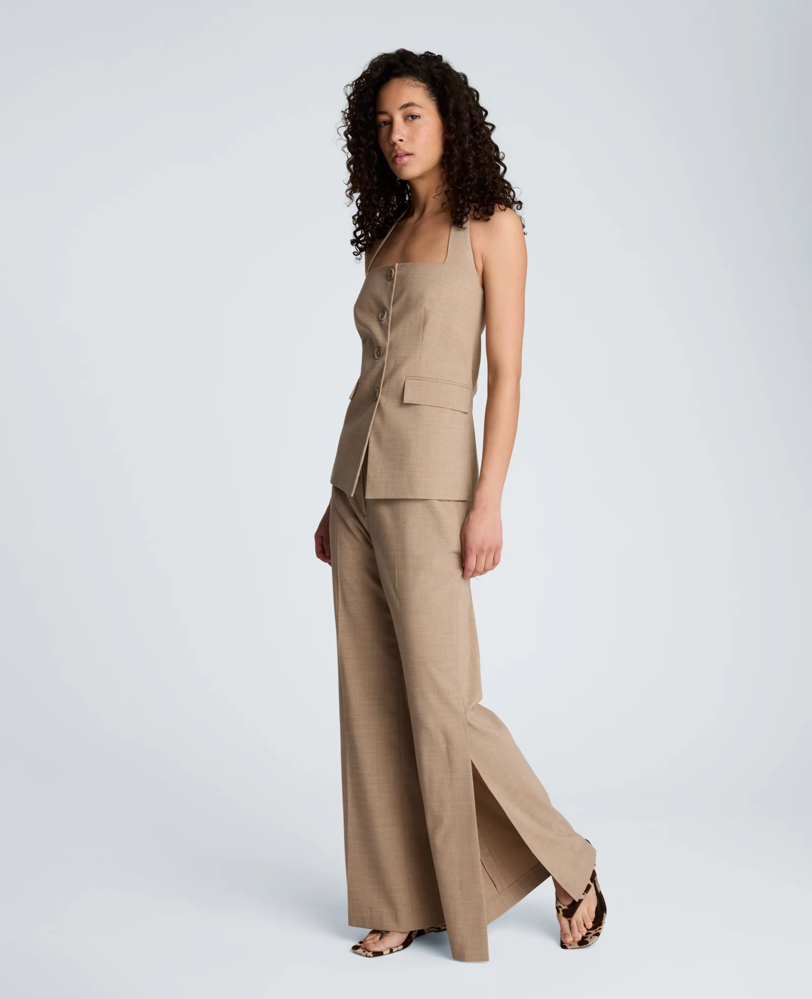 Crosshatch Fly Front Mid Rise Flare Pant - Image 3