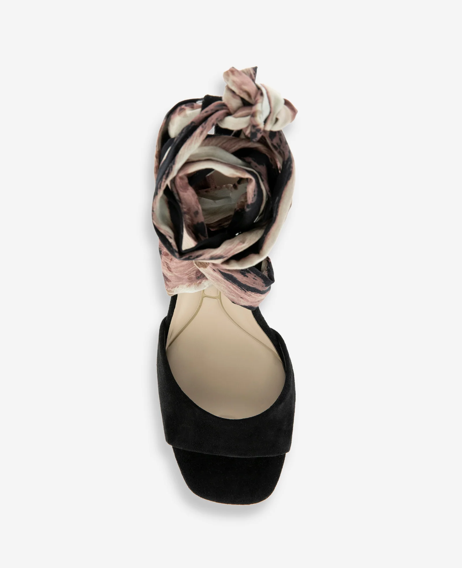 Fabia Printed Fabric Wrap Around Suede & Raffia Wedge - Image 4