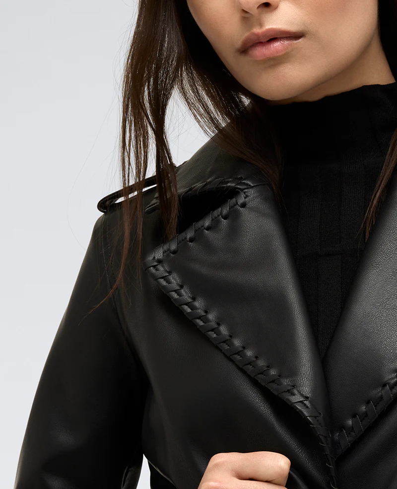Faux Leather Belted Trench - Image 5