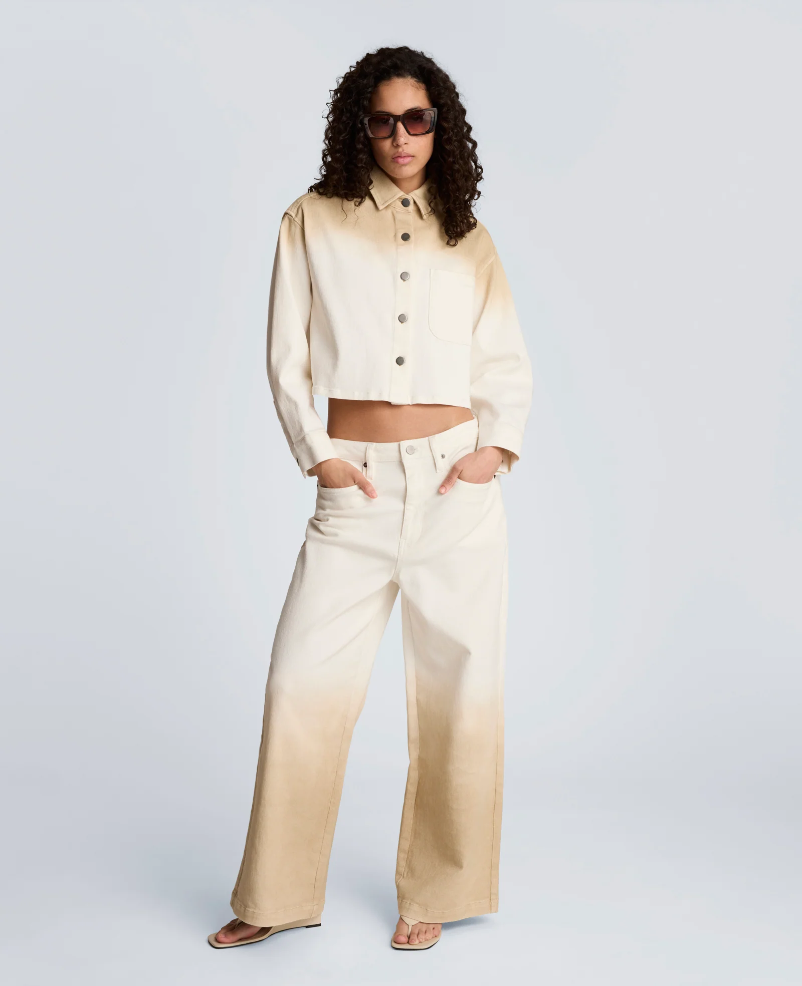 Gradient Fly Front High Rise Wide Leg Comfort Stretch Denim Pant - Image 7