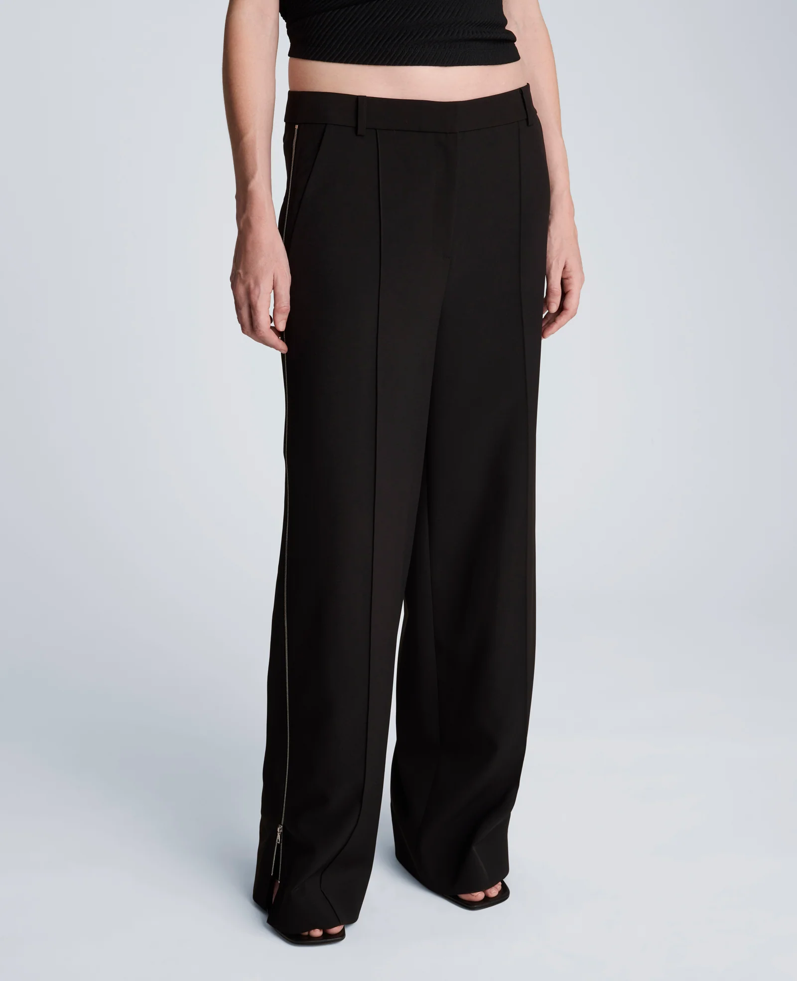 Fly Front High Rise Wide Leg Zipper Pintuck Pant - Image 5