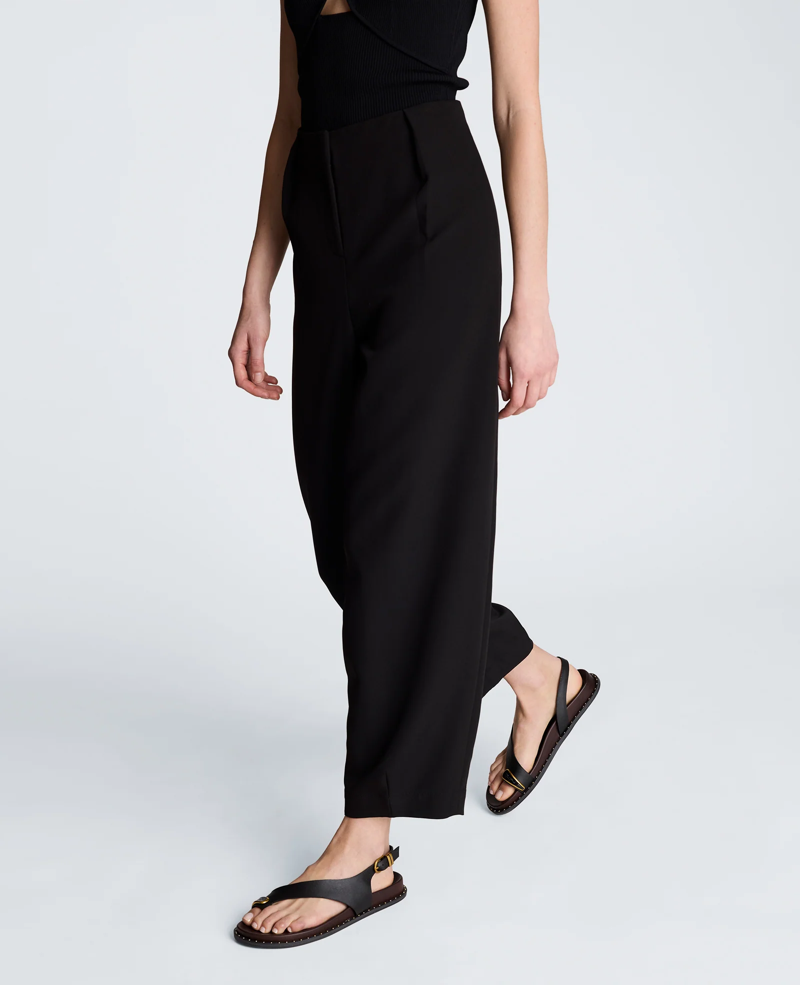 Fly Front Tapered Leg High Waisted Pleated Pant - Image 4