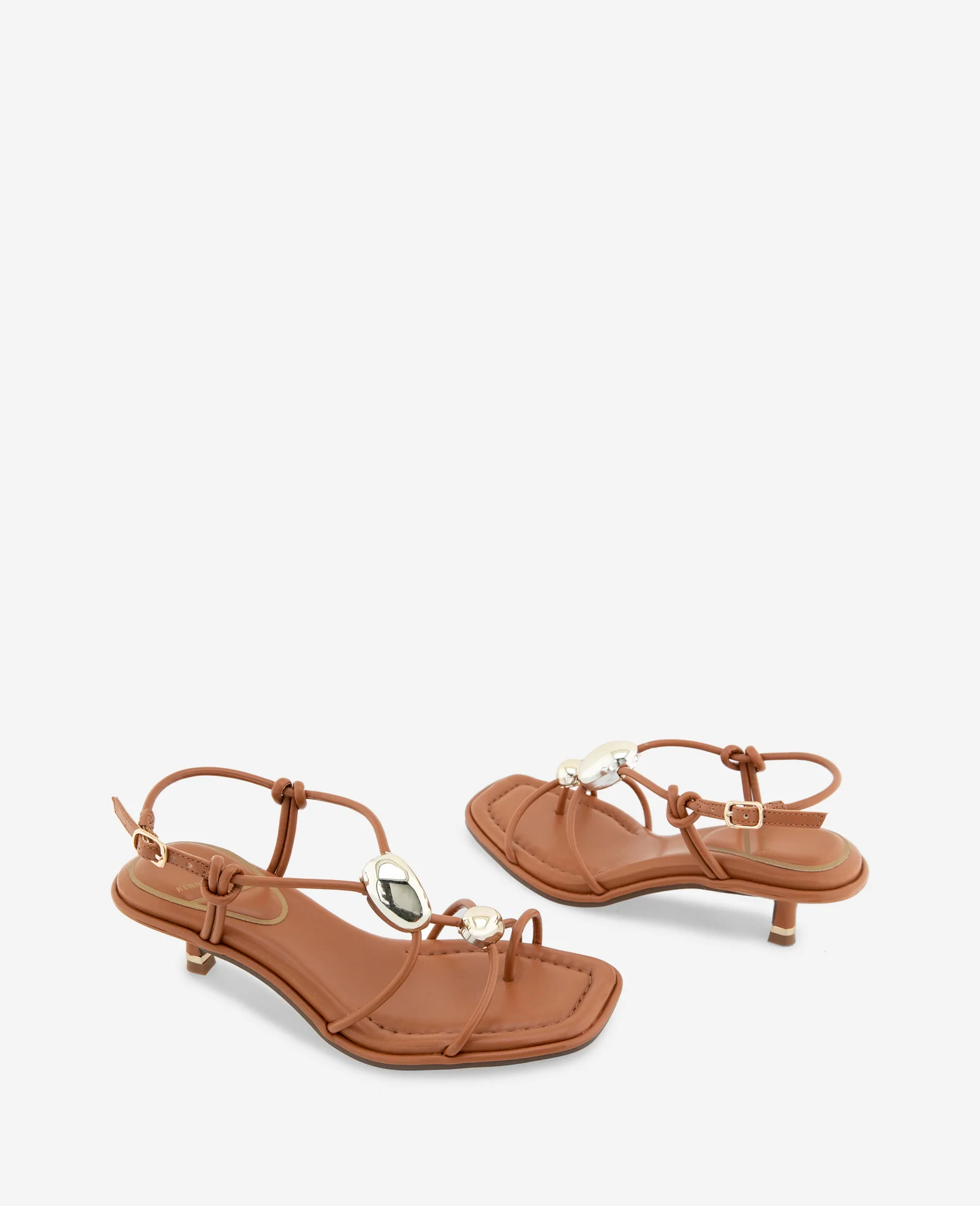 Gemma Embellished Strappy Leather Kitten Heel Sandal - Image 2