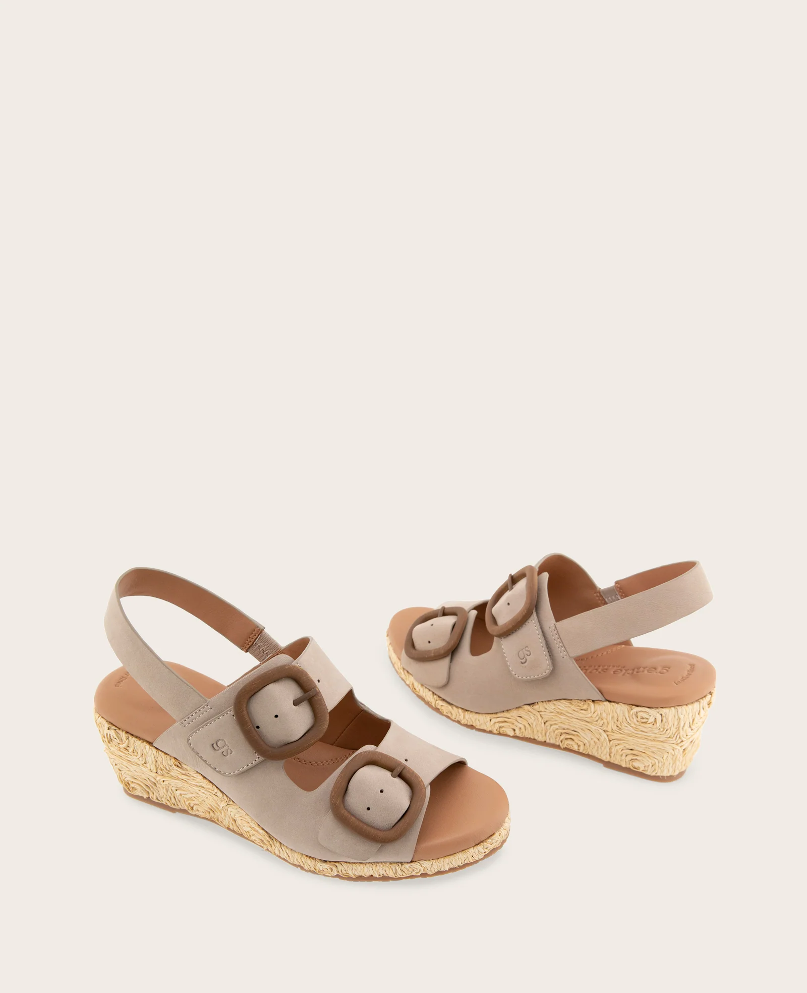 GENTLE SOULS - Greca Raffia Two Band Buckle Wedge - Image 2