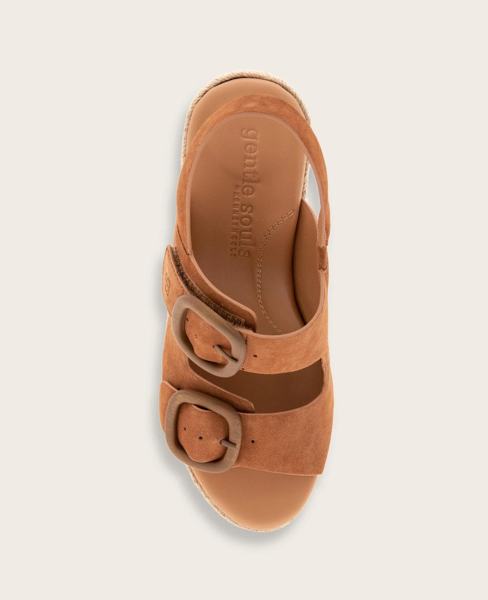 GENTLE SOULS - Greca Suede Two Band Buckle Wedge - Image 3