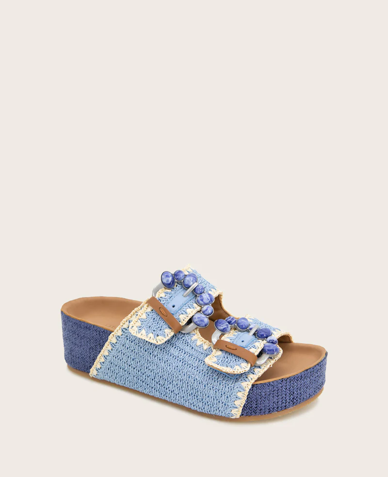 GENTLE SOULS - Kendall Raffia Wrap Buckle Wedge - Image 3
