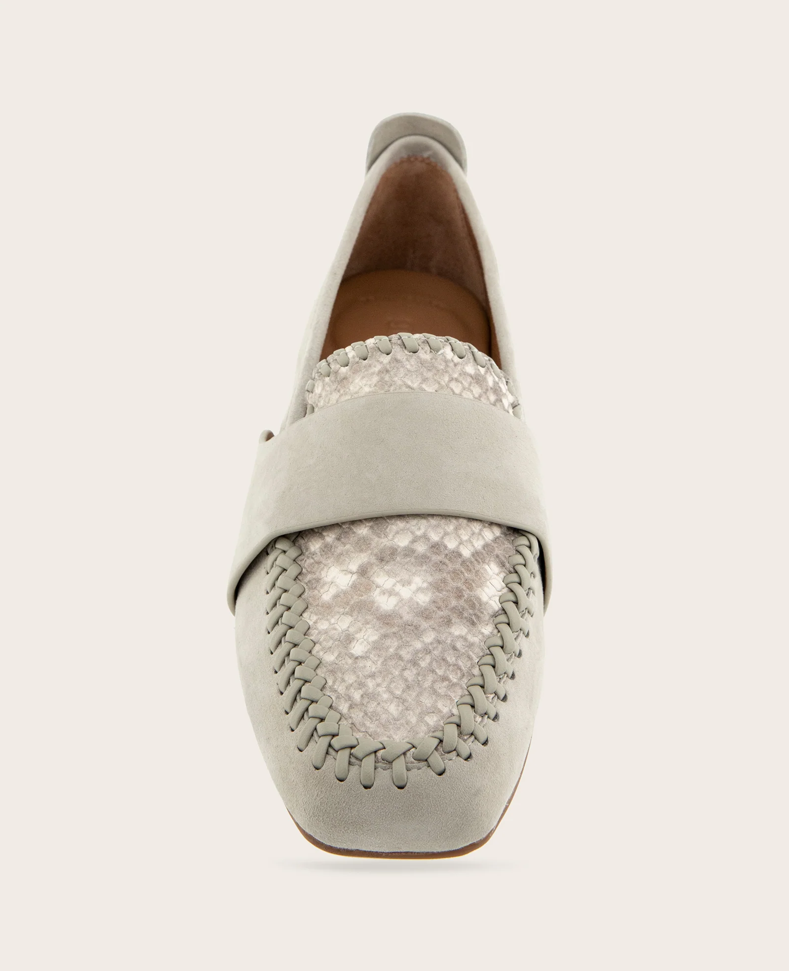 GENTLE SOULS - Sandra Suede and Snake Combo Braided Detail Loafer - Image 3