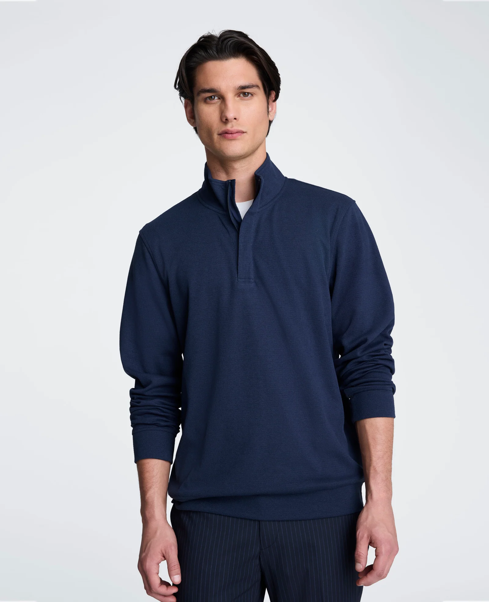 Hidden Placket Quarter Zip Sweater