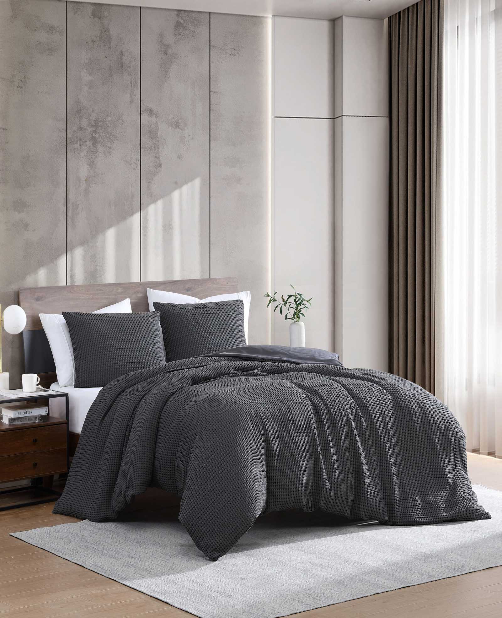 Solid Waffle Duvet Set - Image 2