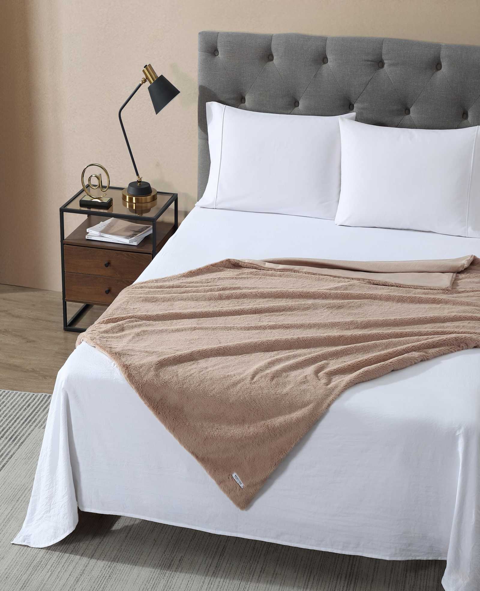Faux Fur Solid Throw Blanket - Image 3