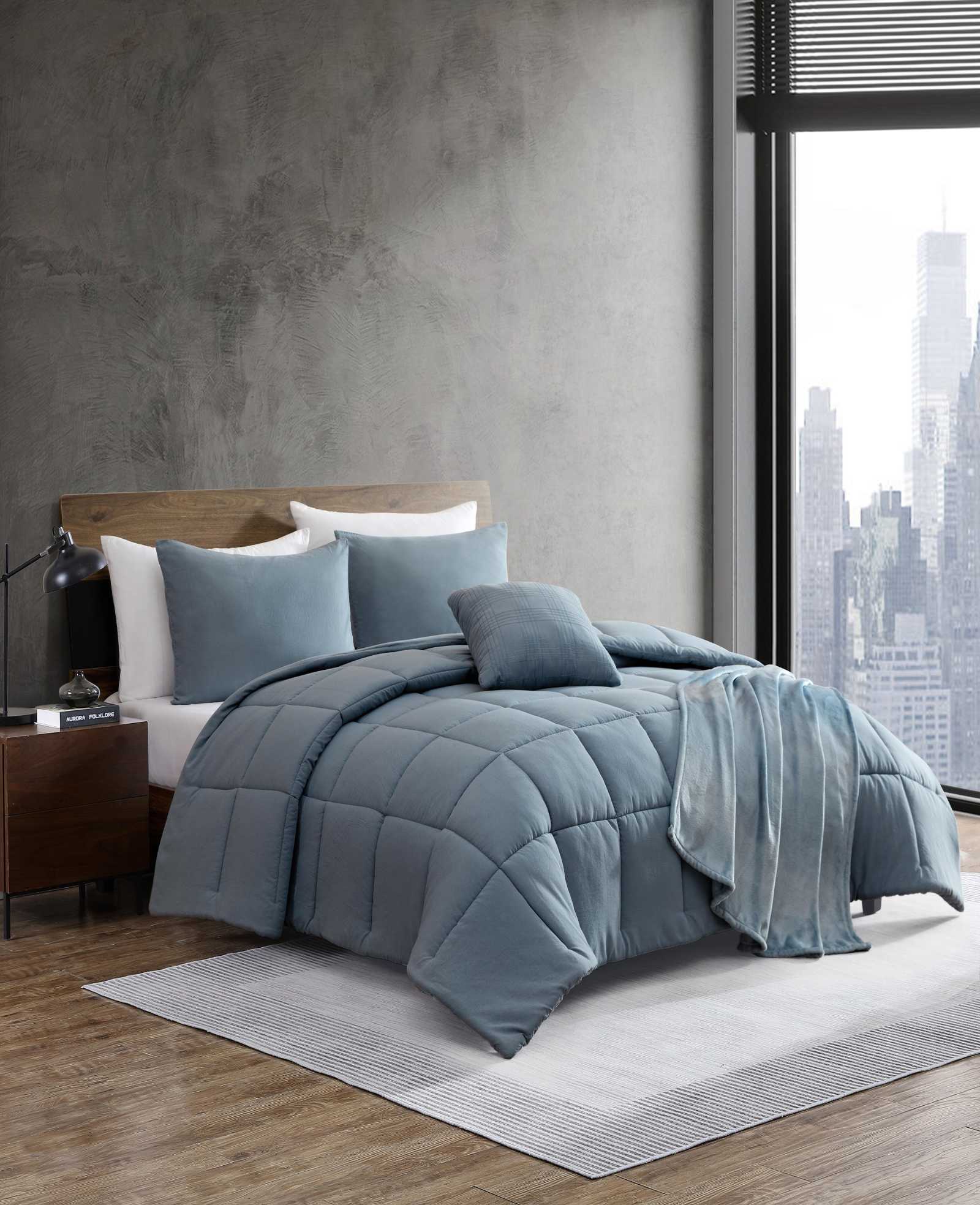 Stonewashed Solid Comforter Set - Image 2