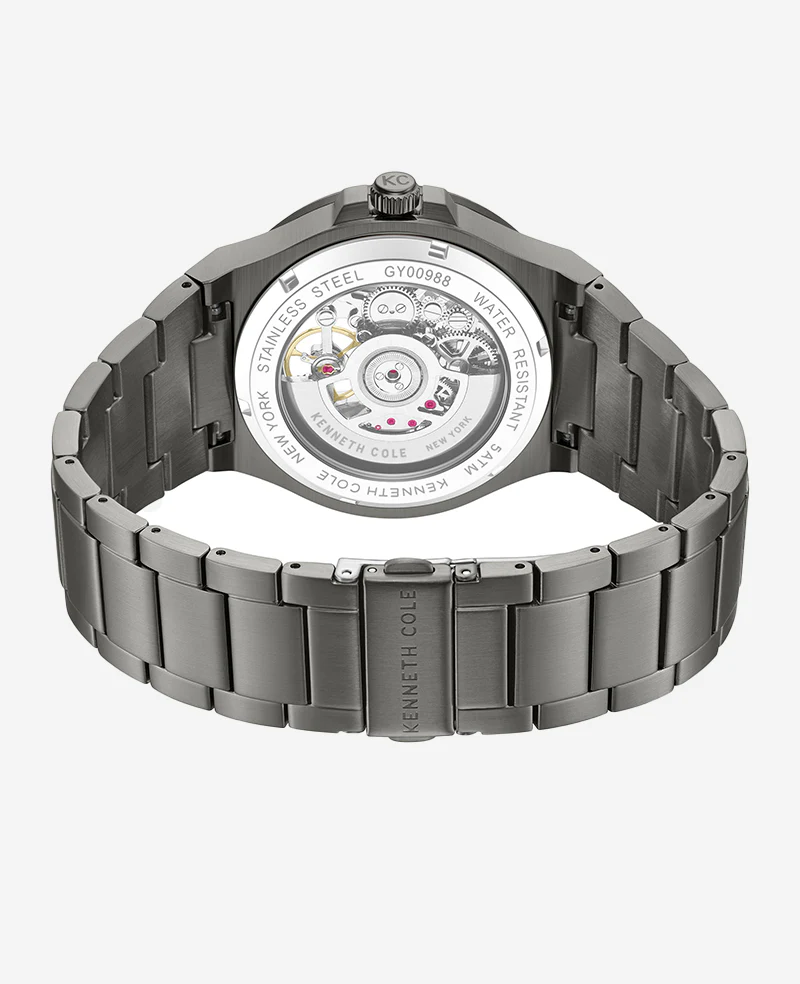 Automatic Gun Metal Stainless Steel Bracelet Watch - Image 3