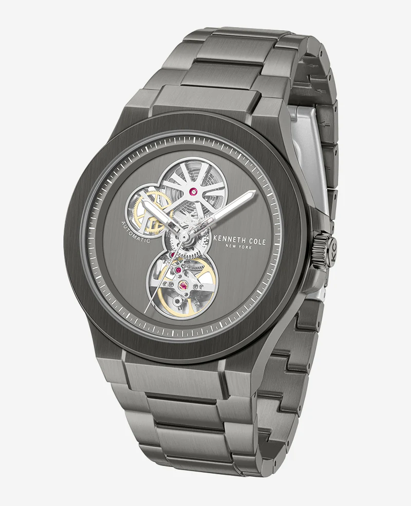 Automatic Gun Metal Stainless Steel Bracelet Watch - Image 4