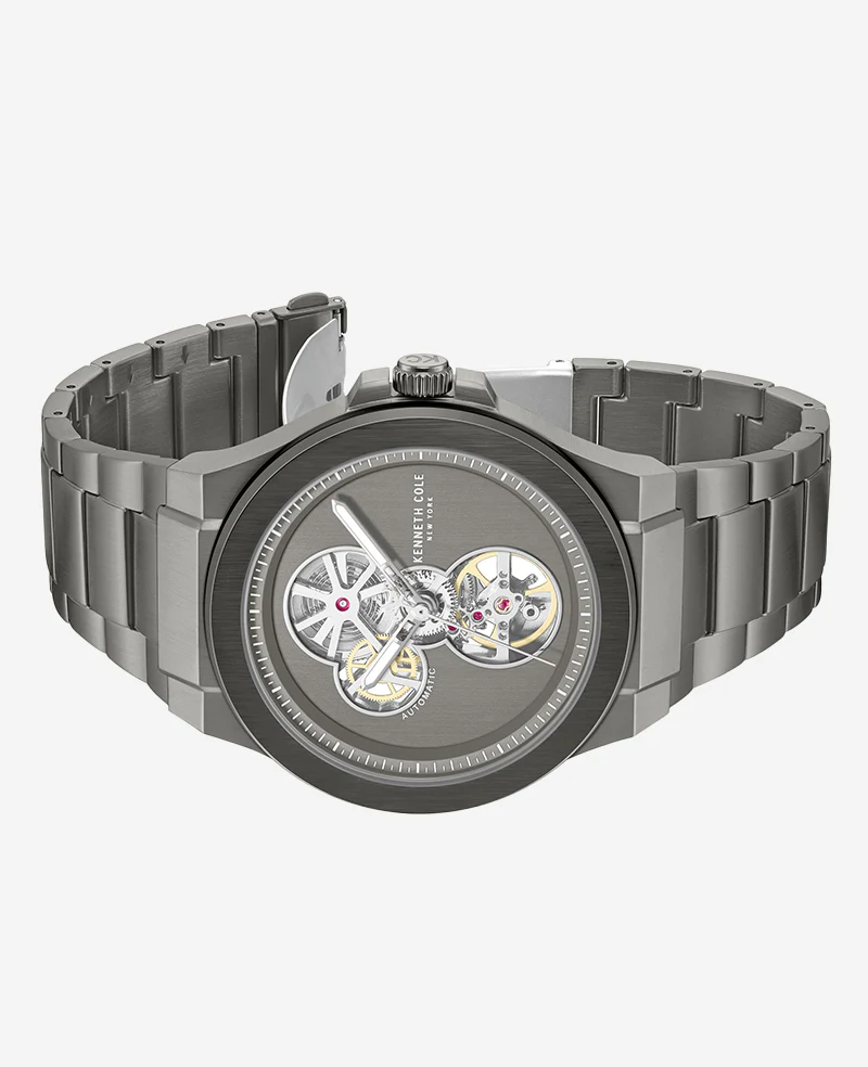 Automatic Gun Metal Stainless Steel Bracelet Watch - Image 5