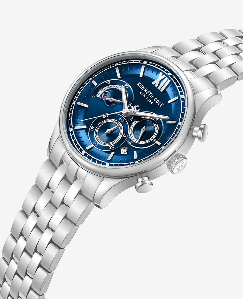 Dress Sport Chronograph Blue Dial Stainless Steel Bracelet Watch - Image 2