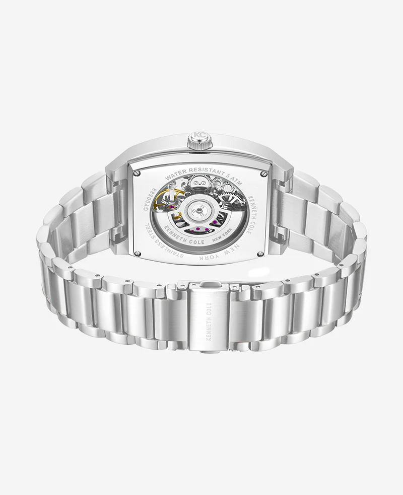 Skeleton Automatic Black Dial Stainless Steel Bracelet Watch - Image 3