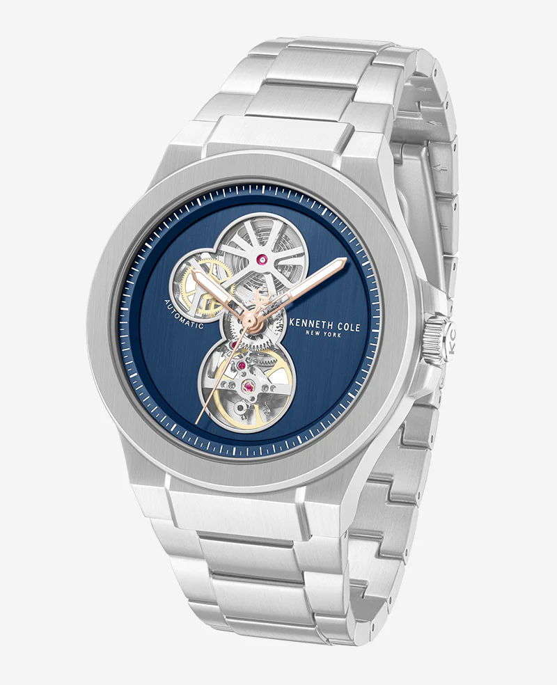 Skeleton Automatic Gunmetal Dial Stainless Steel Bracelet Watch - Image 4