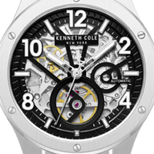 Skeleton Automatic Silver-IP Black Dial Stainless Steel Bracelet Watch - Image 6