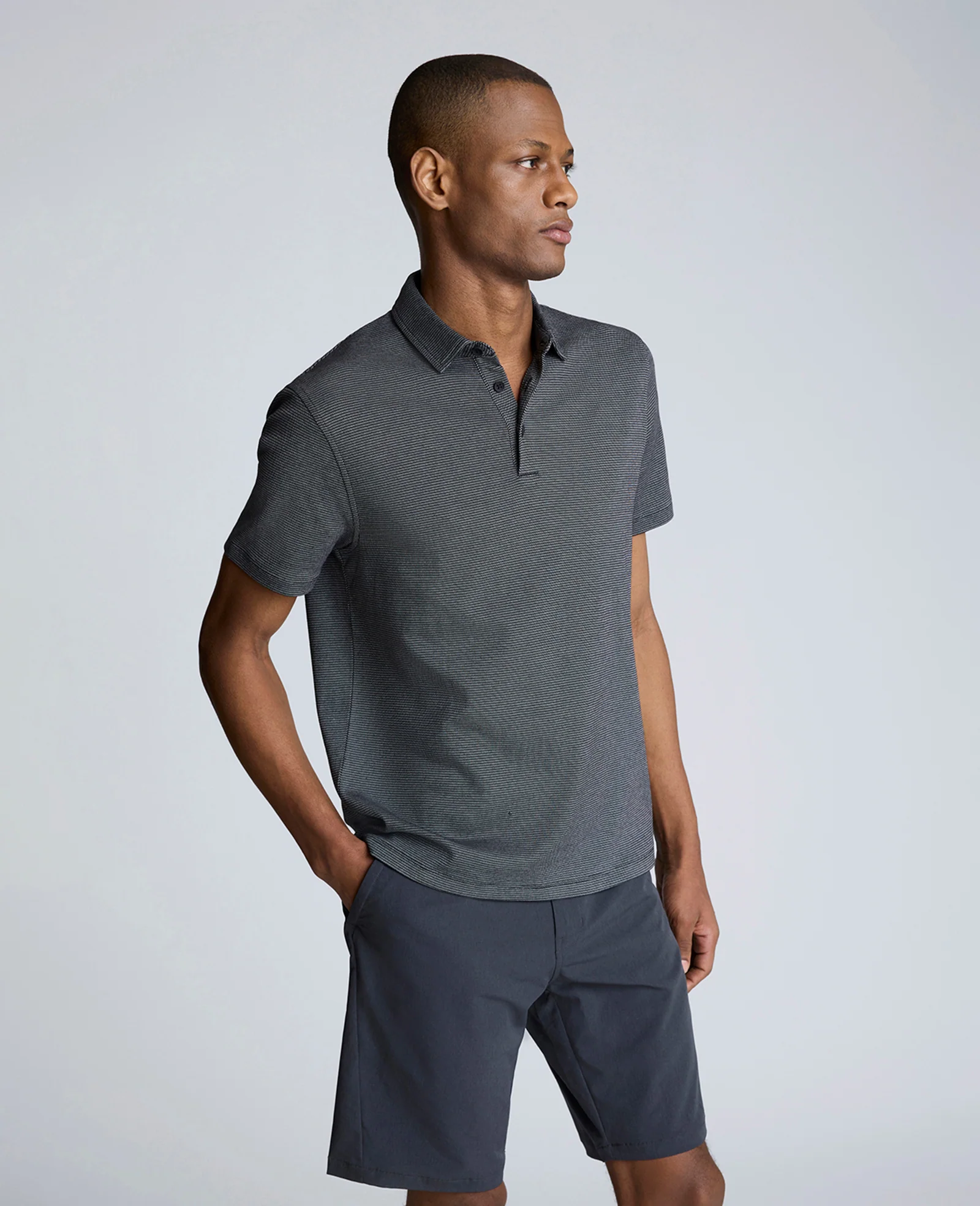 Knit Two-Toned Button Polo