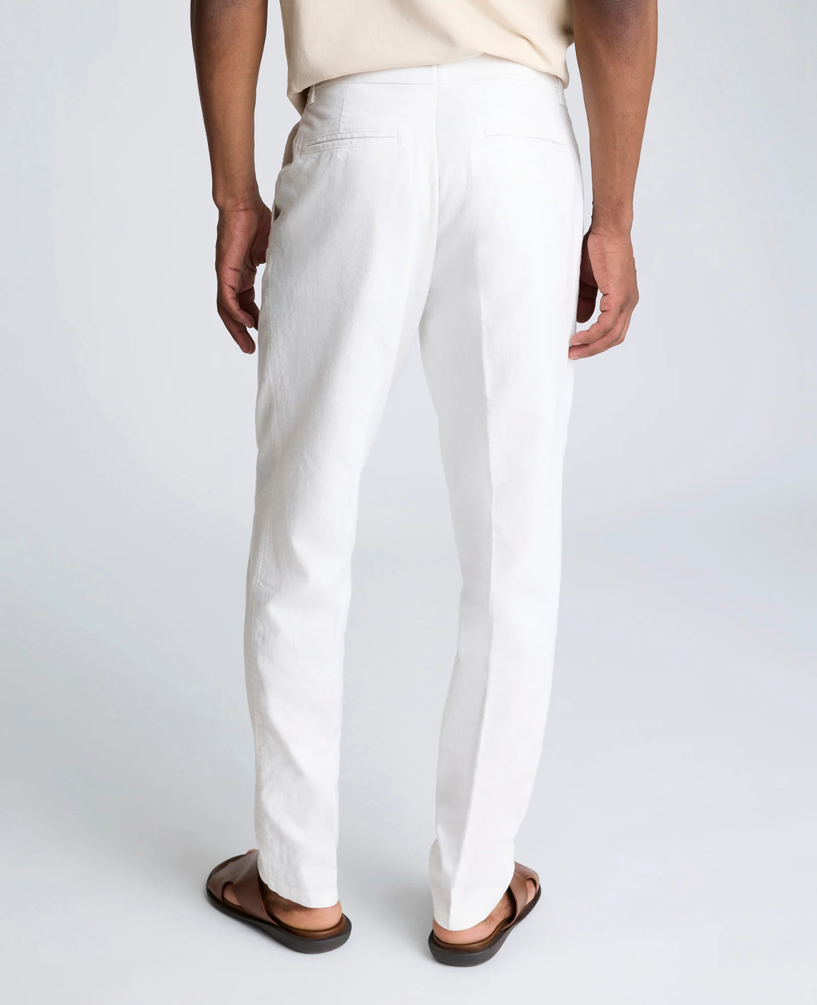 Linen Blend Slim Fit Flat Front Chino Pant - Image 3