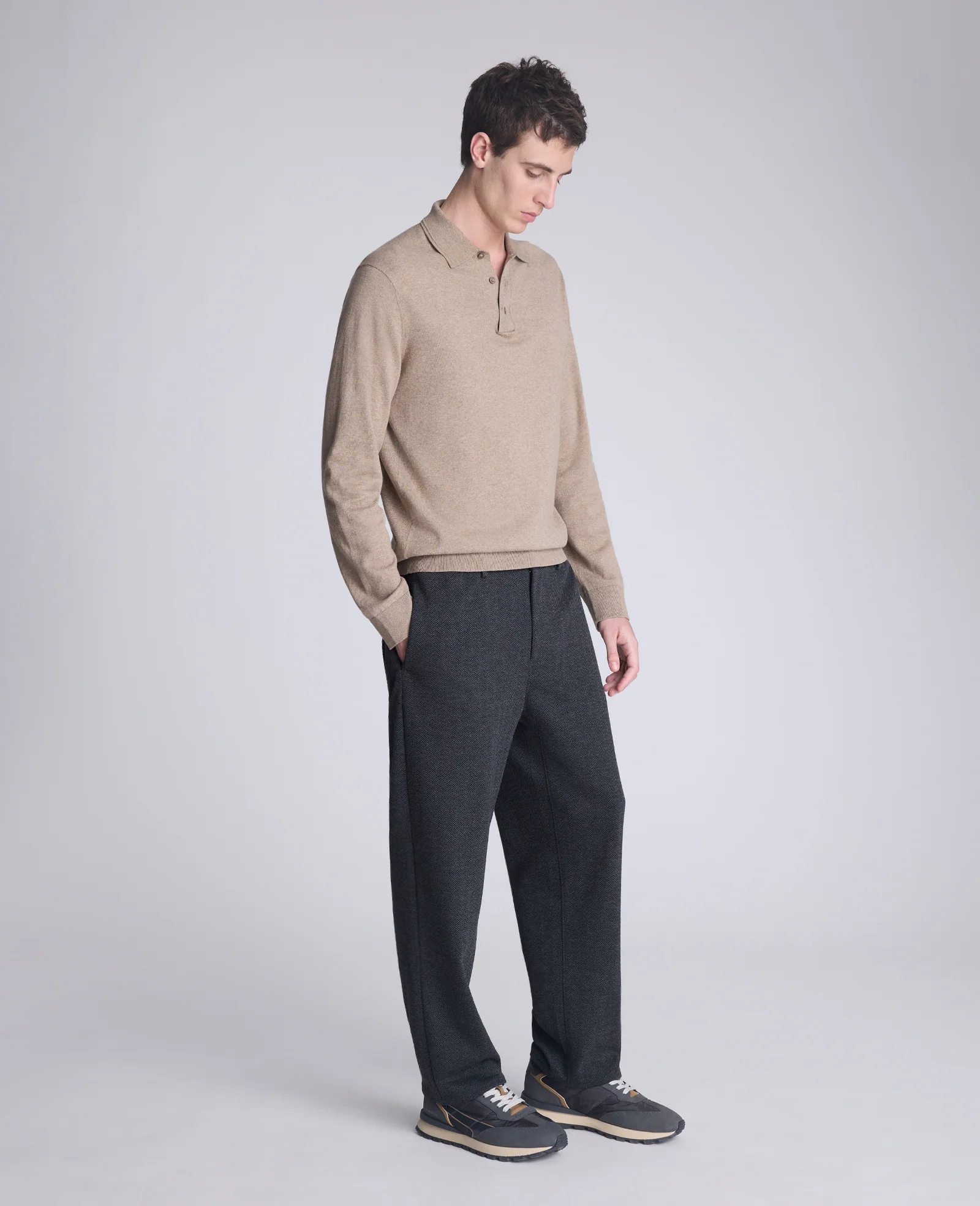 Long Sleeve Button Sweater Polo - Image 2