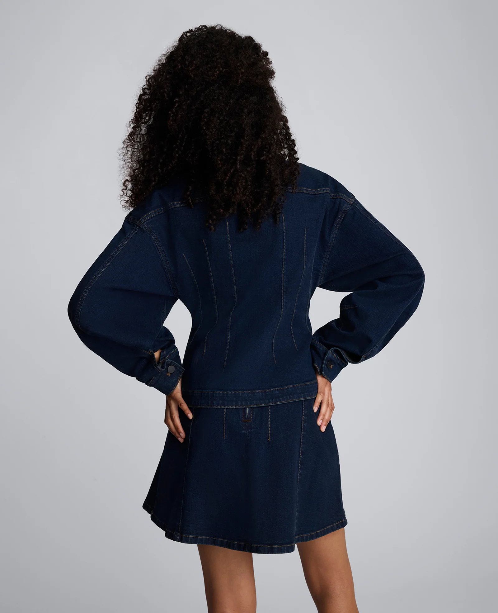 Long Sleeve Denim Corset Trucker Jacket - Image 3