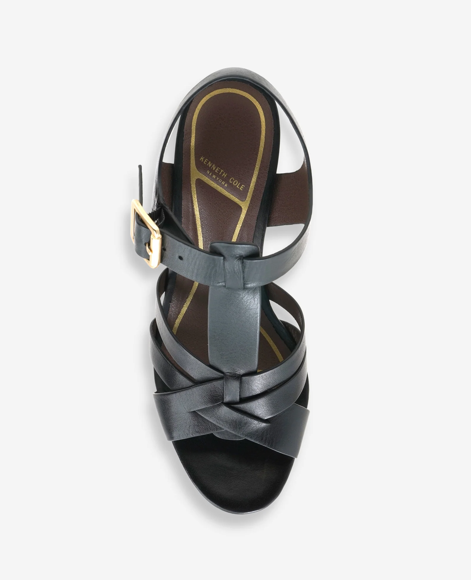 Lotus Woven Leather T-Strap Wood Platform Sandal - Image 3