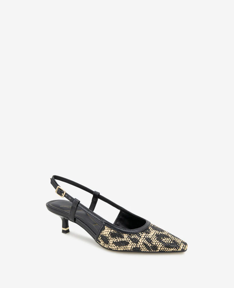 Martha Leopard Raffia Kitten Heel Slingback - Image 4