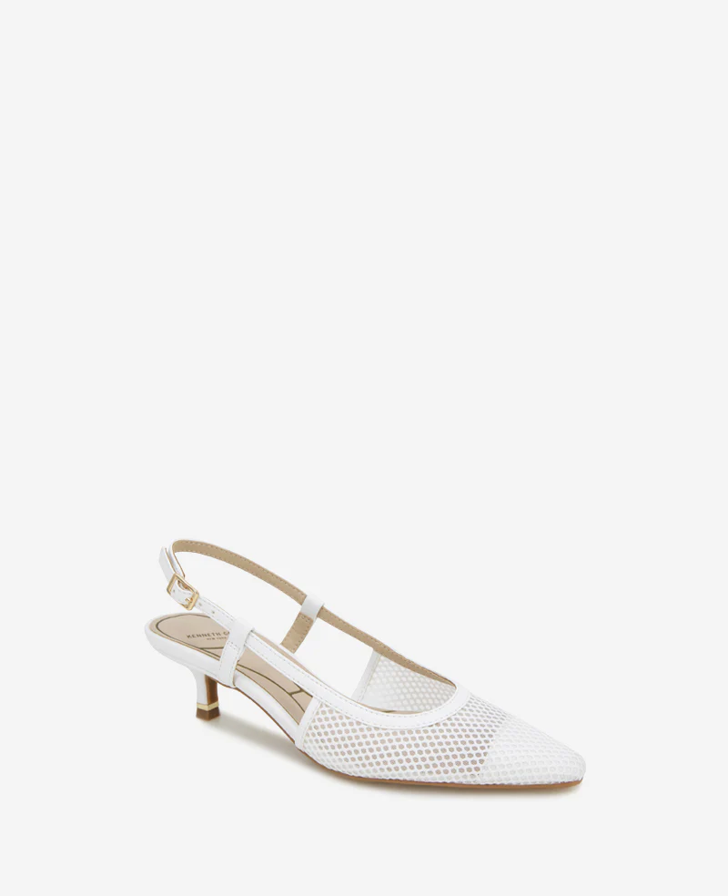 Martha Mesh Cap Toe Kitten Heel Slingback - Image 3