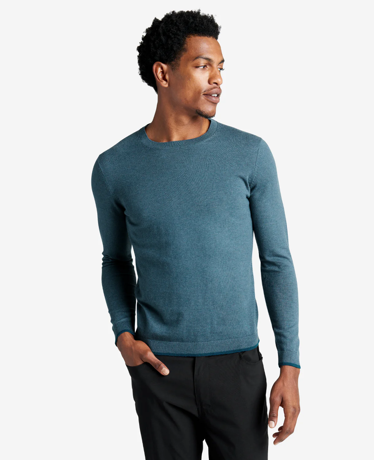 Crew Neck Sweater with Tipping Details - Image 4