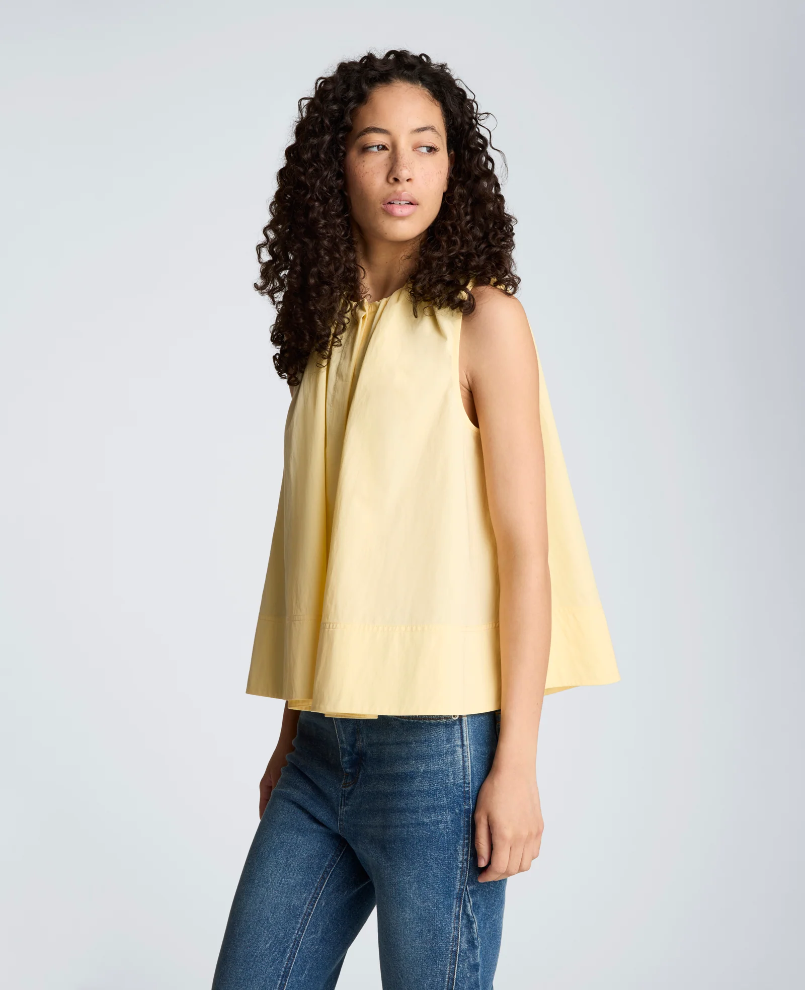Paperbag Neck Sleeveless Tent Button Front Shirt - Image 3