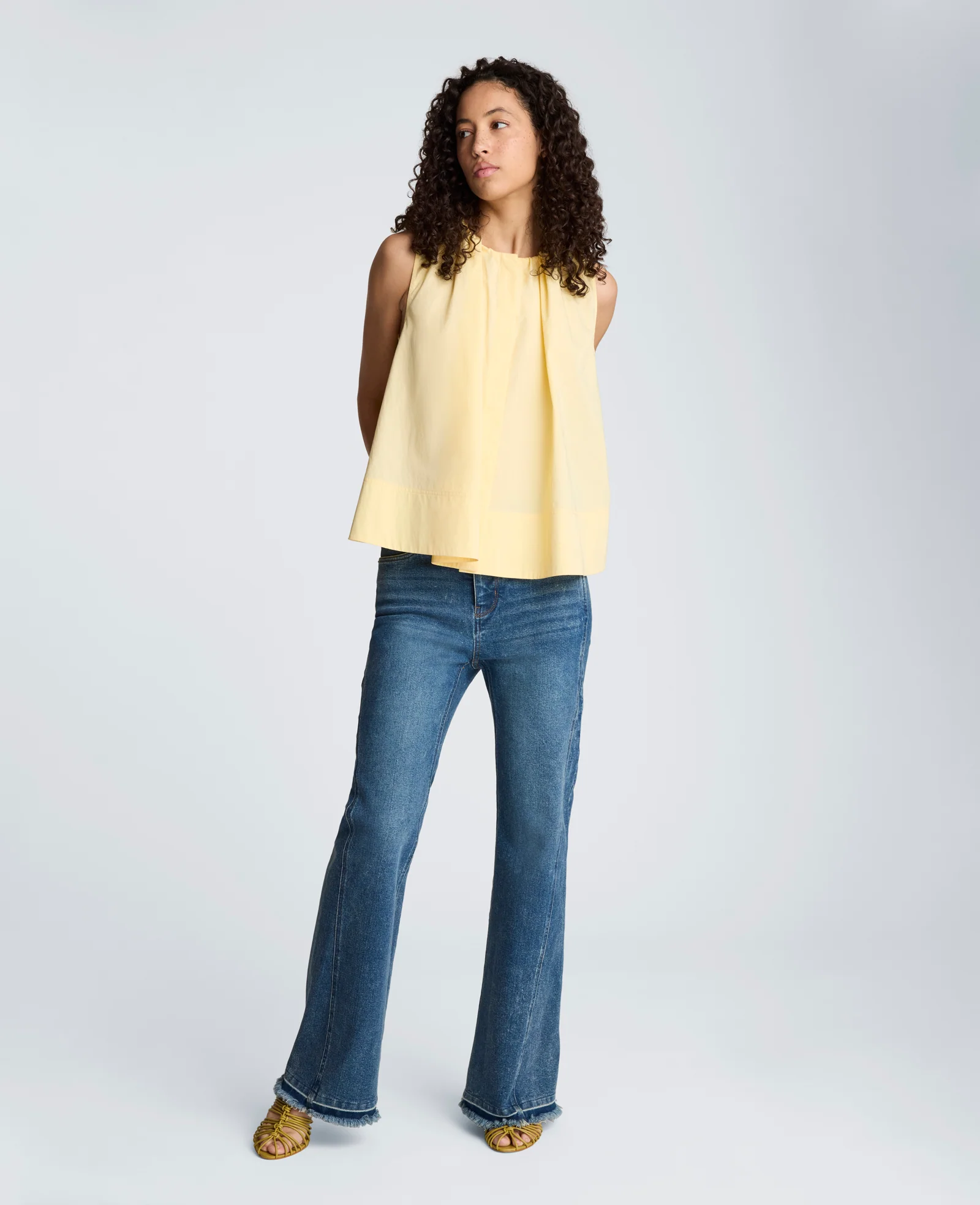 Paperbag Neck Sleeveless Tent Button Front Shirt - Image 4