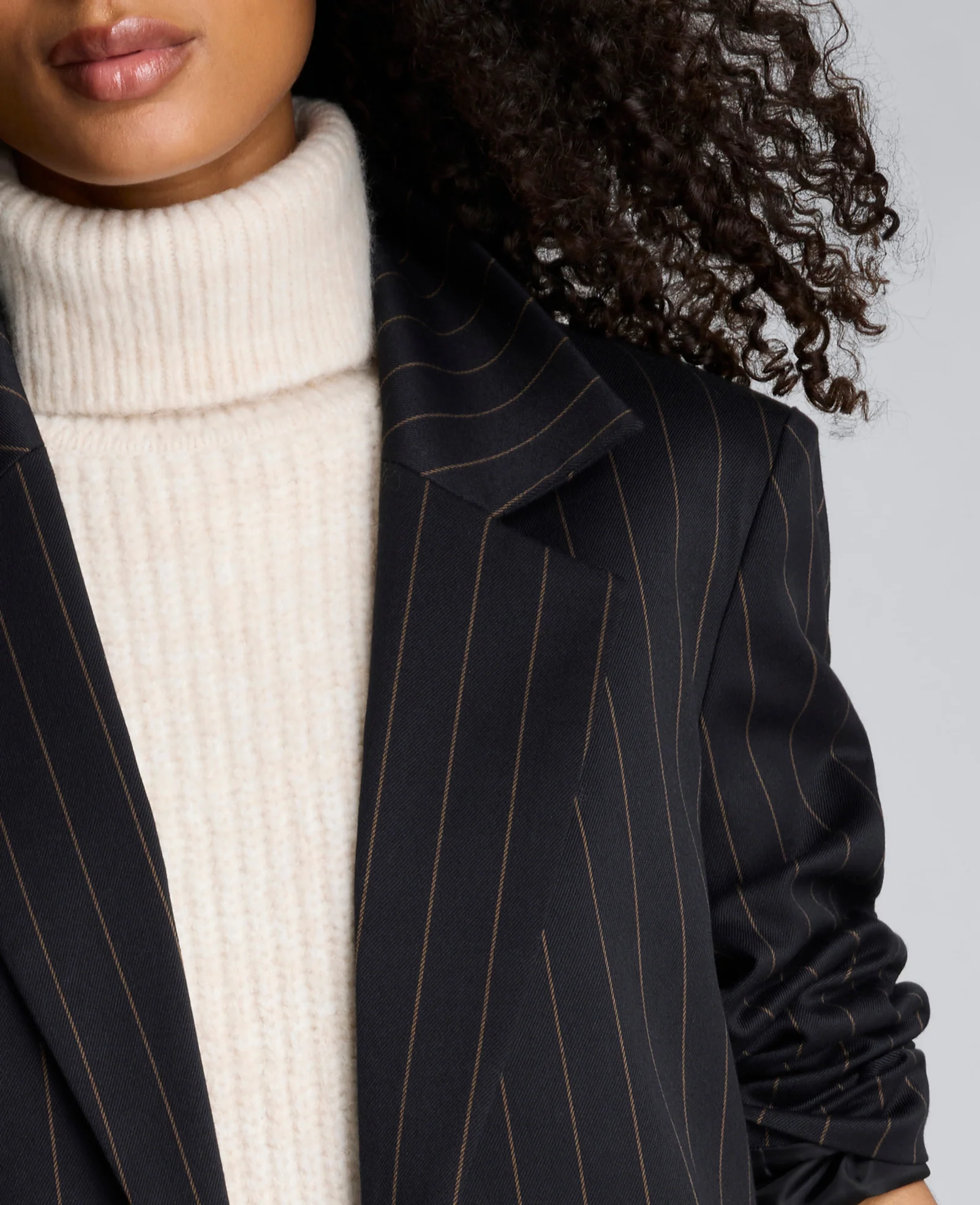 Pinstripe Patch Pocket Open Front Jacket - Image 5