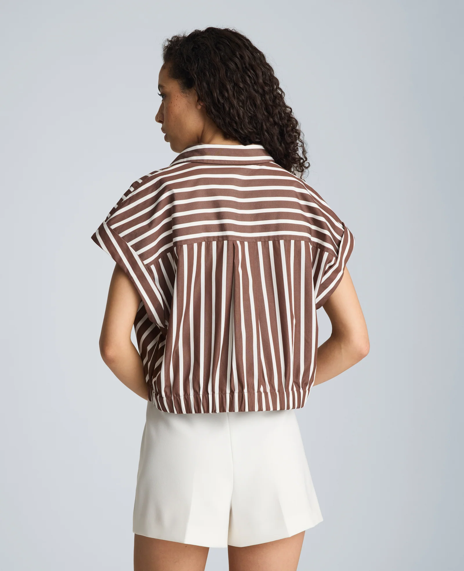 Pleat Cross Over Front Shirt Sleeve Crop Shirt - Image 2