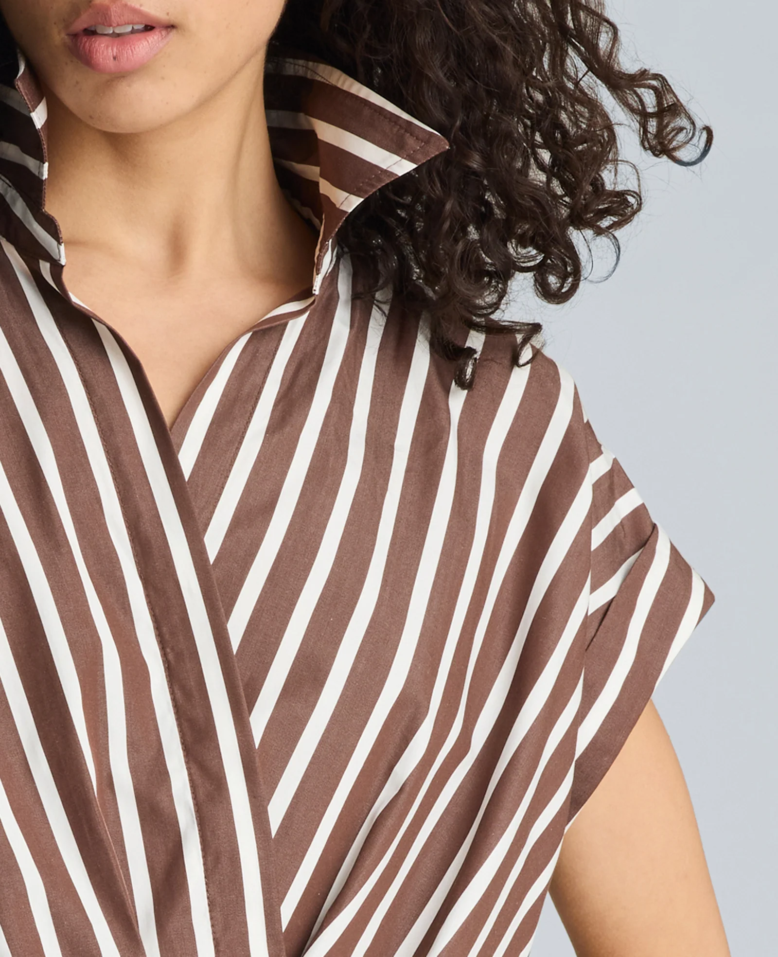 Pleat Cross Over Front Shirt Sleeve Crop Shirt - Image 8