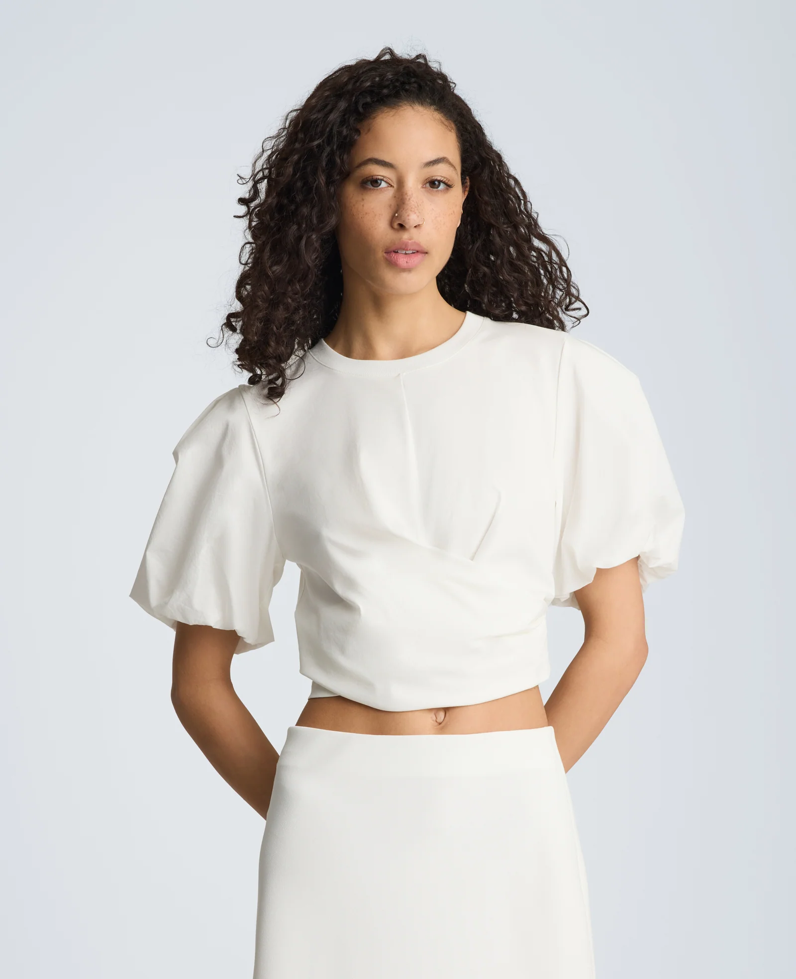Puff Sleeve Wrap Tee