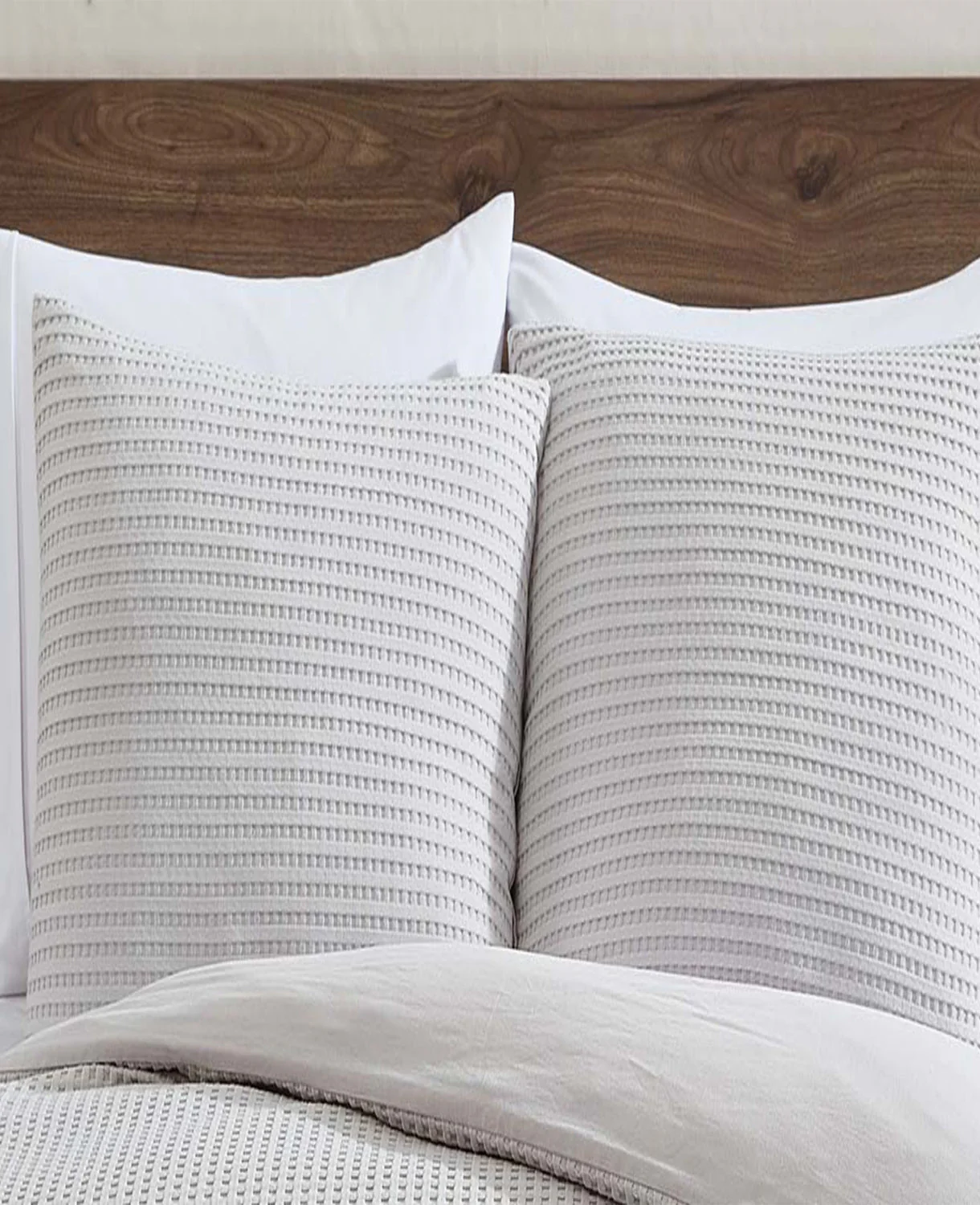 Reversible Solid Grey Waffle Comforter Set - Image 11