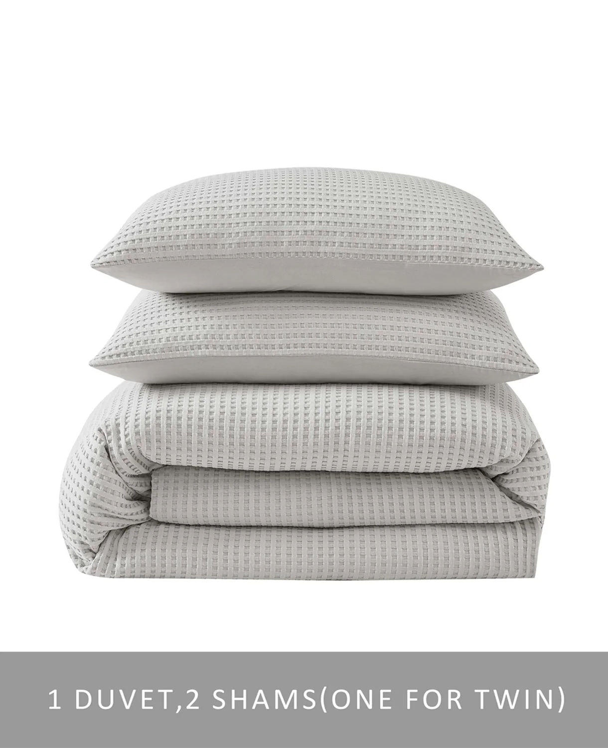 Reversible Solid Grey Waffle Comforter Set - Image 7