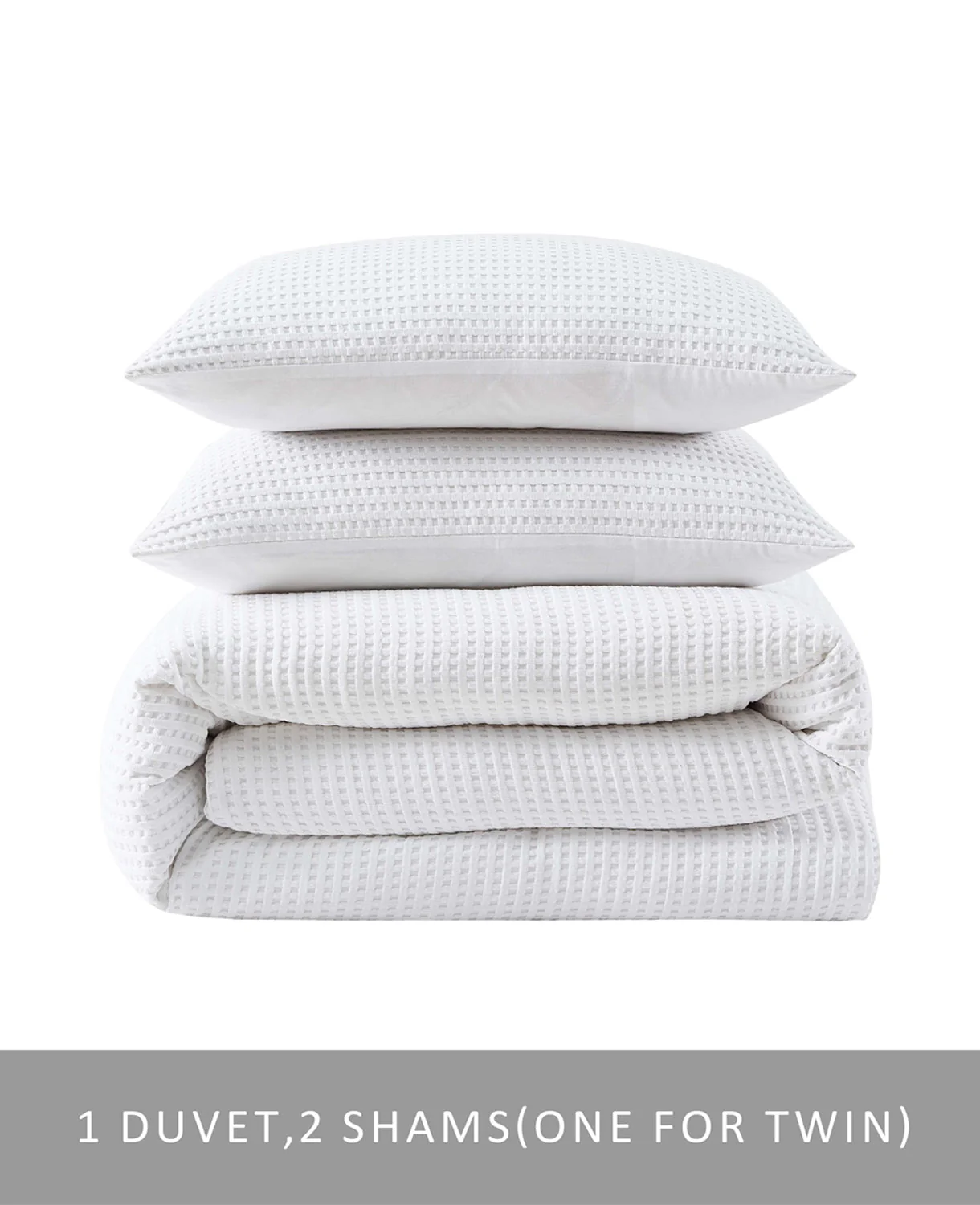 Reversible Solid White Waffle Comforter Set - Image 8