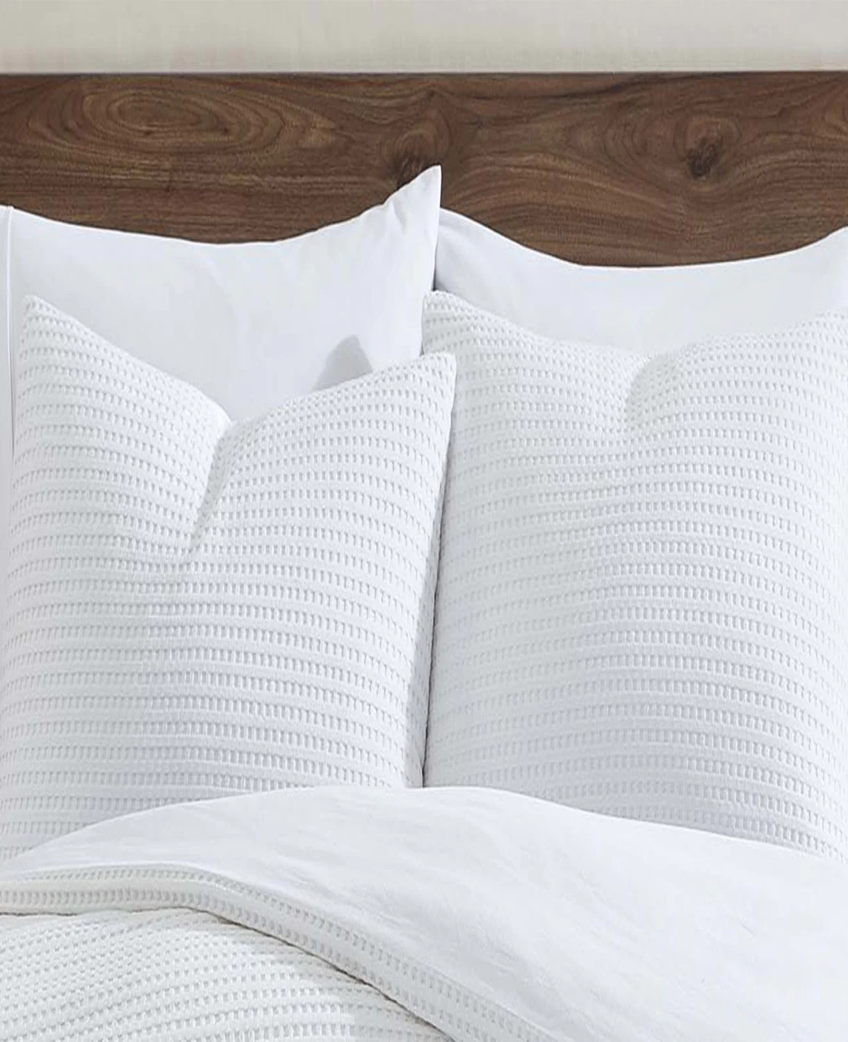 Reversible Solid White Waffle Duvet Cover Set - Image 4