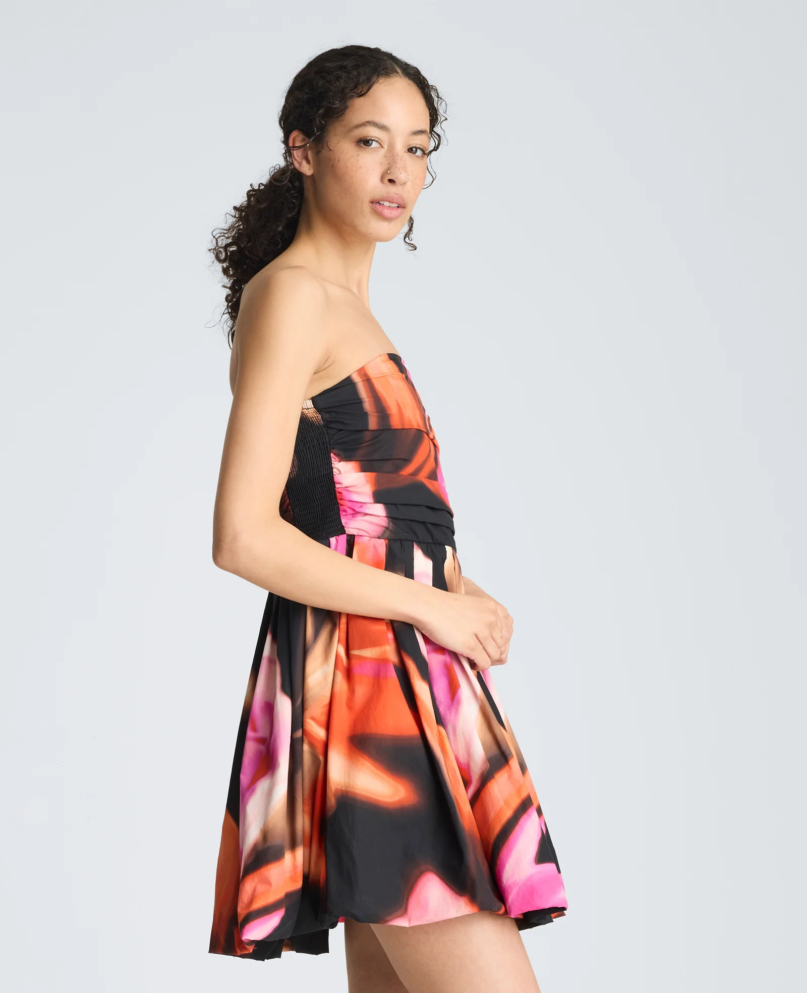 Ruched Strapless Mini Dress - Image 3