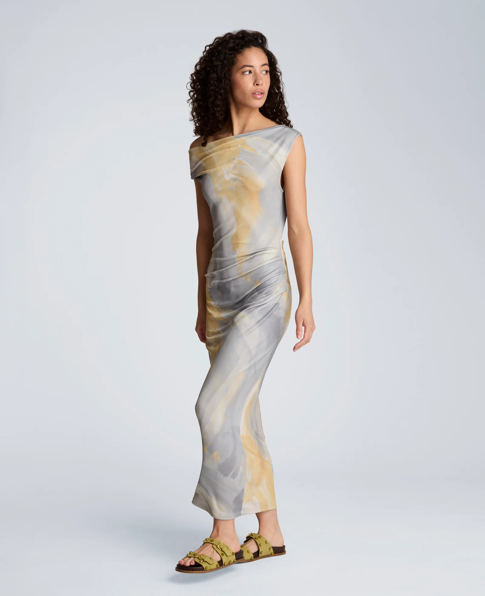 Ruched Waist Midi Off-The-Shoulder Dress - Image 3