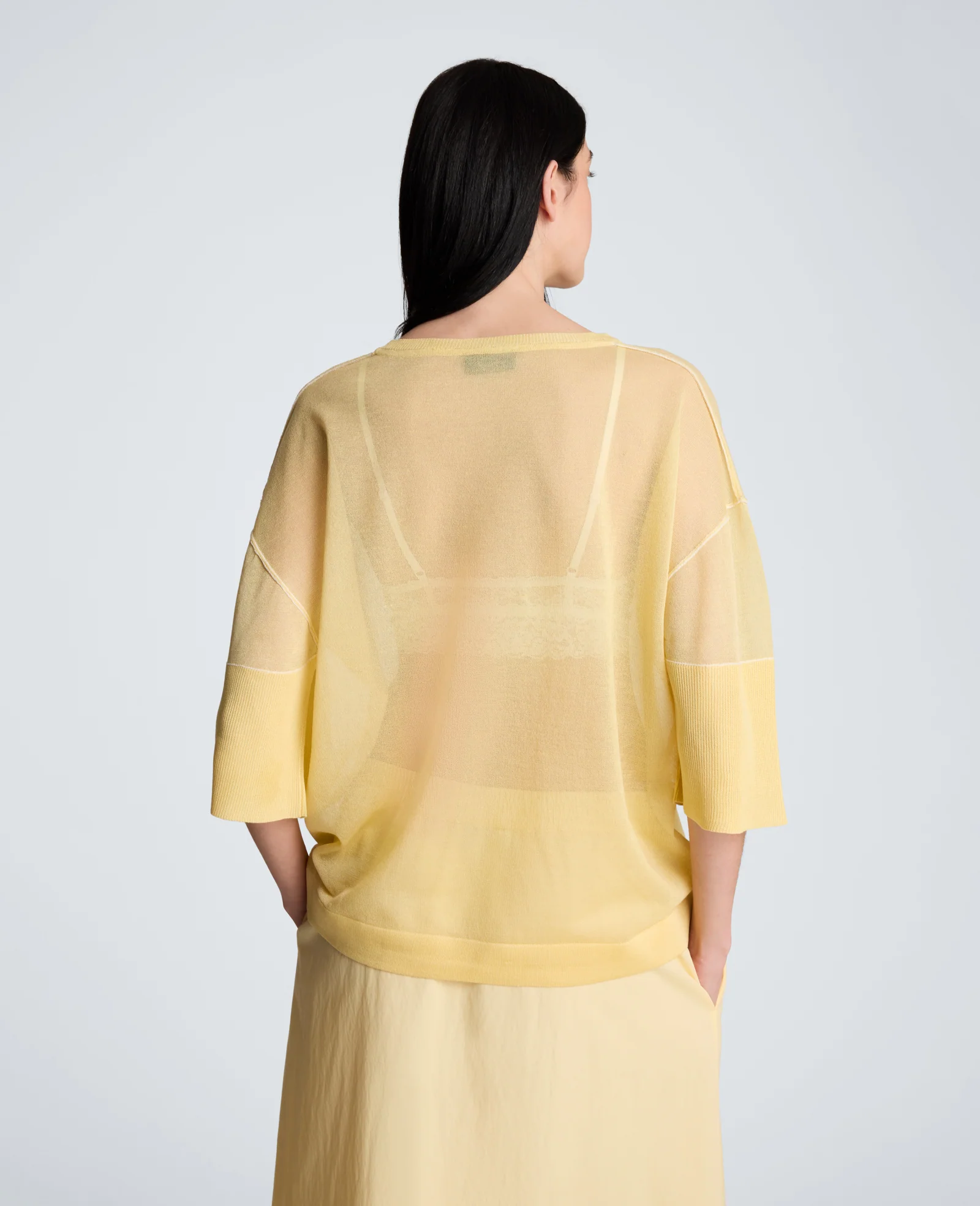 Semi Sheer Crew Neck with Slit Sleeves - Image 3