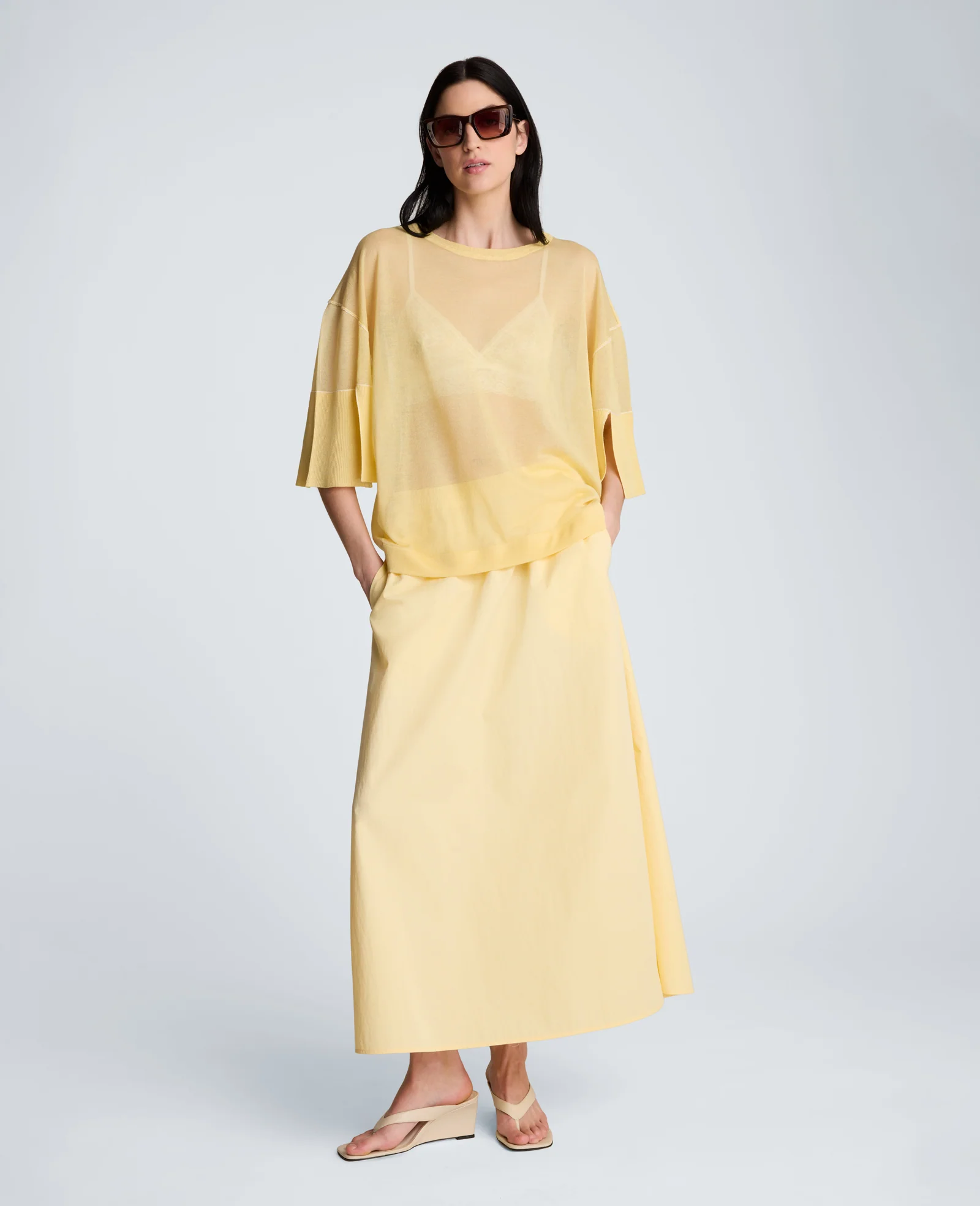 Semi Sheer Crew Neck with Slit Sleeves - Image 4