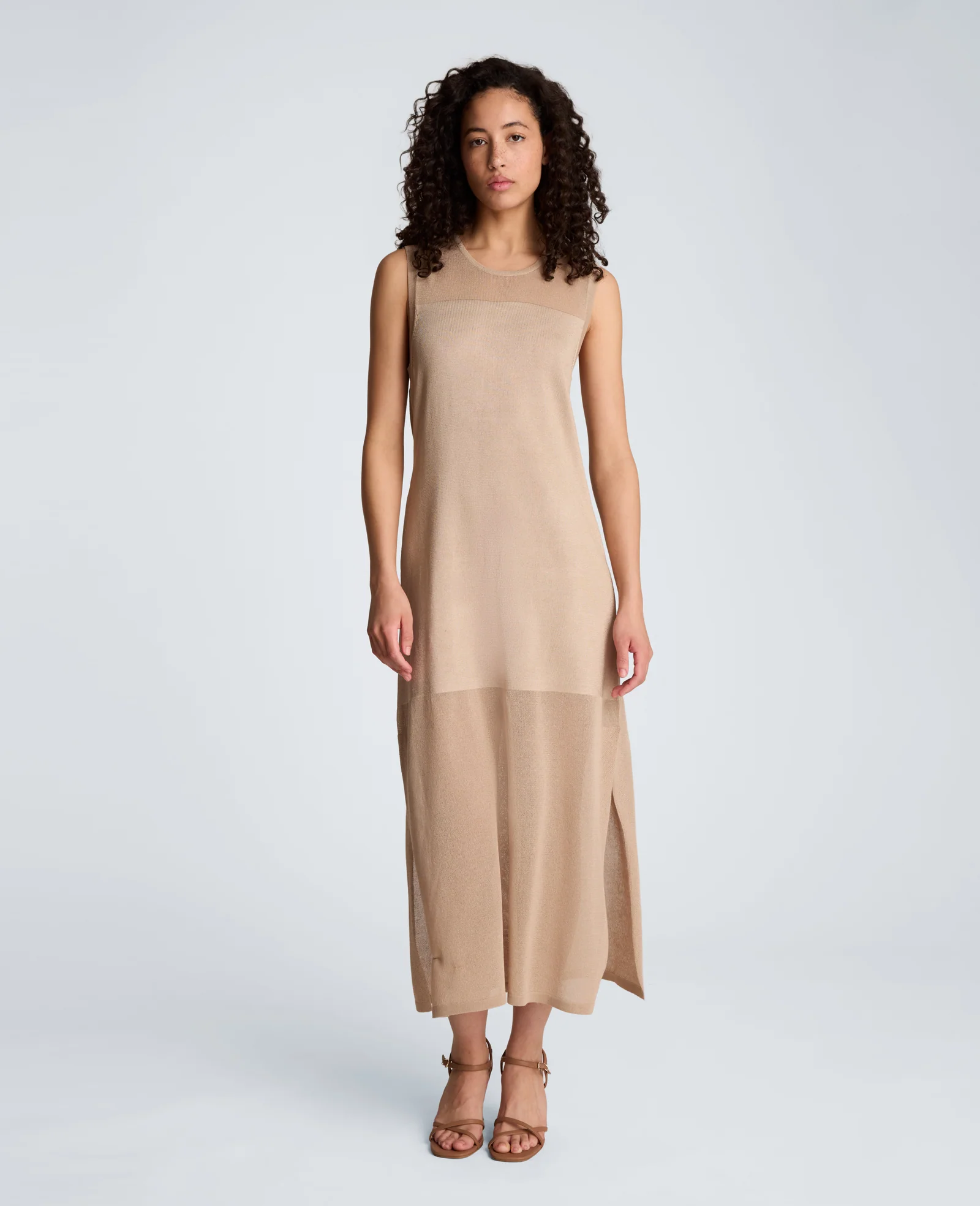 Semi Sheer Dress with Side Slits - Image 5