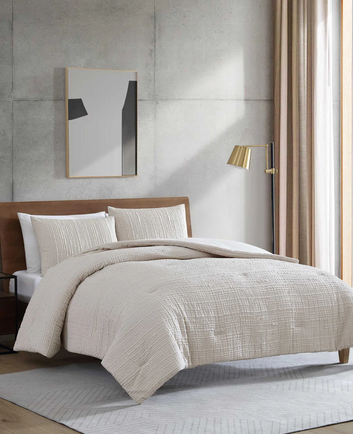 Serenity Wavy Lines Beige Comforter Set - Image 2