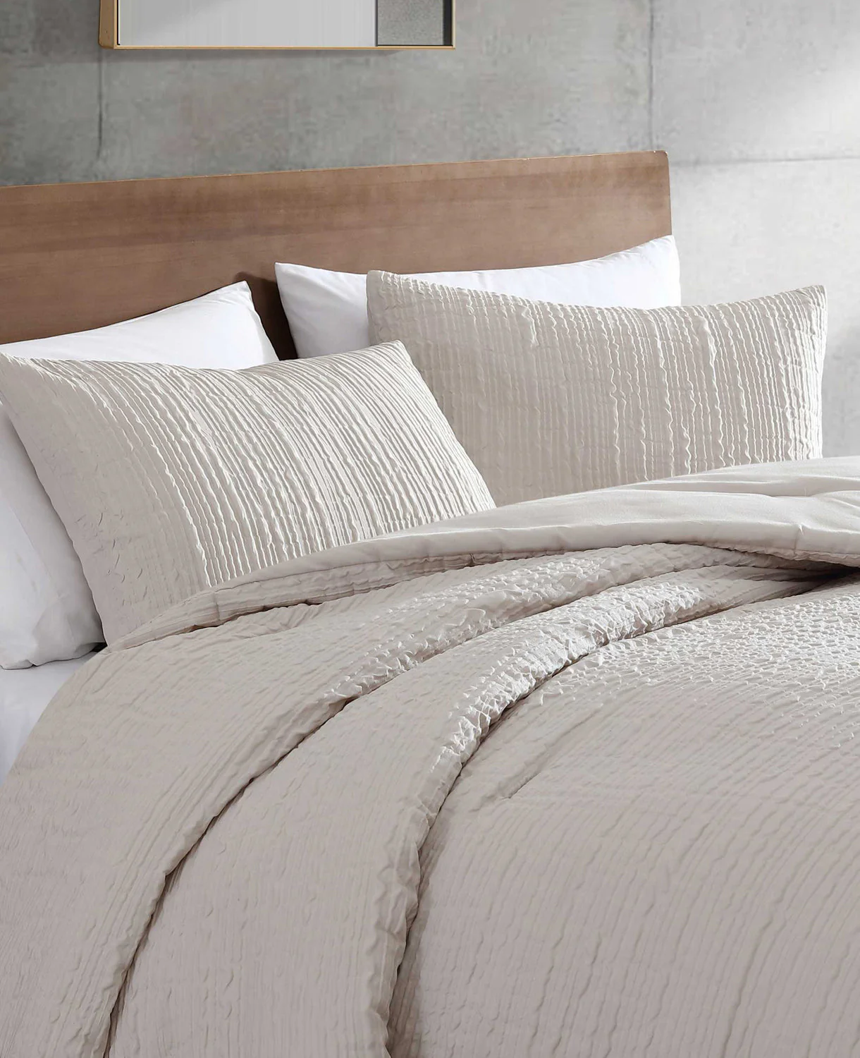 Serenity Wavy Lines Beige Comforter Set - Image 4